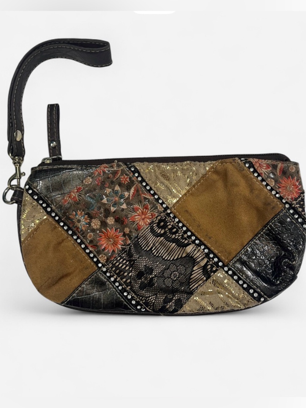 Vintage Chateau Patchwork Wristlet Clutch